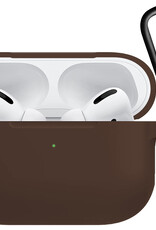Nomfy Hoesje Geschikt voor Airpods Pro Hoesje Siliconen Case Hoes - Hoesje Geschikt voor Apple Airpods Pro Case - Bruin