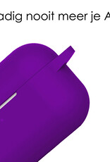 NoXx Hoes Geschikt voor Airpods Pro Hoesje Cover Silicone Case Hoes - Paars - 2x