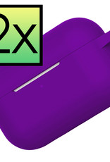 NoXx Hoes Geschikt voor Airpods Pro Hoesje Cover Silicone Case Hoes - Paars - 2x