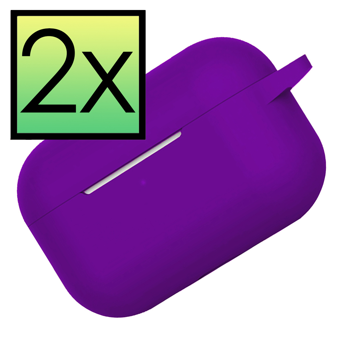 NoXx Hoes Geschikt voor Airpods Pro Hoesje Cover Silicone Case Hoes - Paars - 2x