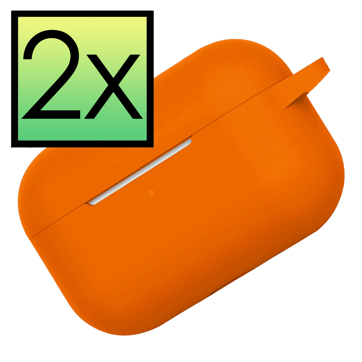NoXx Hoes Geschikt voor Airpods Pro Hoesje Cover Silicone Case Hoes - Oranje - 2x