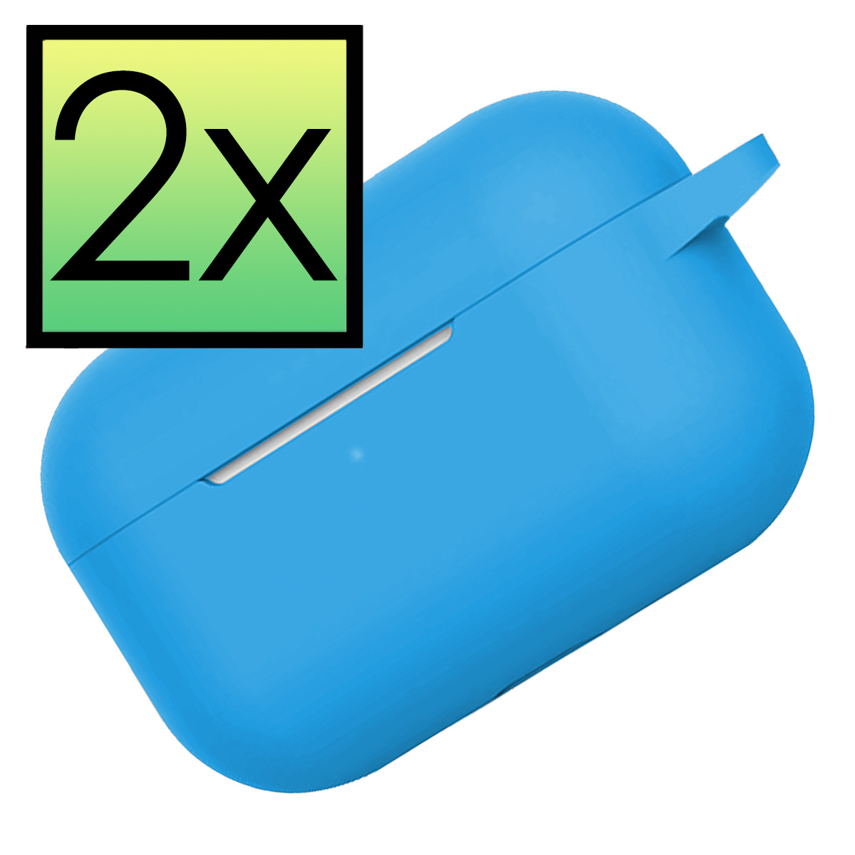 NoXx Hoes Geschikt voor Airpods Pro Hoesje Cover Silicone Case Hoes - Lichtblauw - 2x