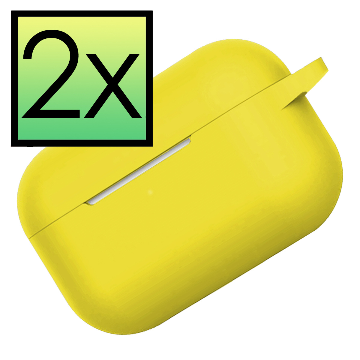 NoXx Hoes Geschikt voor Airpods Pro Hoesje Cover Silicone Case Hoes - Geel - 2x