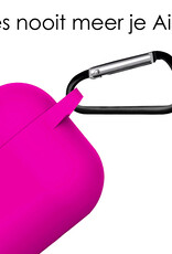 NoXx Hoes Geschikt voor Airpods Pro Hoesje Cover Silicone Case Hoes - Donkerroze - 2x
