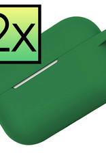 NoXx Hoes Geschikt voor Airpods Pro Hoesje Cover Silicone Case Hoes - Donkergroen - 2x