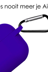 NoXx Hoes Geschikt voor Airpods Pro Hoesje Cover Silicone Case Hoes - Donkerblauw - 2x