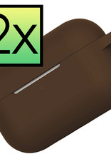 NoXx Hoes Geschikt voor Airpods Pro Hoesje Cover Silicone Case Hoes - Bruin - 2x