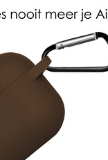 NoXx Hoes Geschikt voor Airpods Pro Hoesje Cover Silicone Case Hoes - Bruin