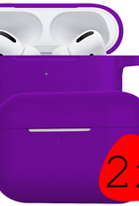 BASEY. Case Geschikt voor Airpods Pro Hoesje Siliconen Hoes Cover - Hoes Geschikt voor Apple Airpods Pro Case Siliconen - Paars - 2 Stuks