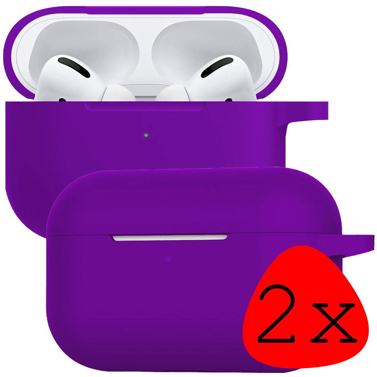 BASEY. Case Geschikt voor Airpods Pro Hoesje Siliconen Hoes Cover - Hoes Geschikt voor Apple Airpods Pro Case Siliconen - Paars - 2 Stuks