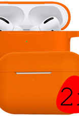 BASEY. Case Geschikt voor Airpods Pro Hoesje Siliconen Hoes Cover - Hoes Geschikt voor Apple Airpods Pro Case Siliconen - Oranje - 2 Stuks