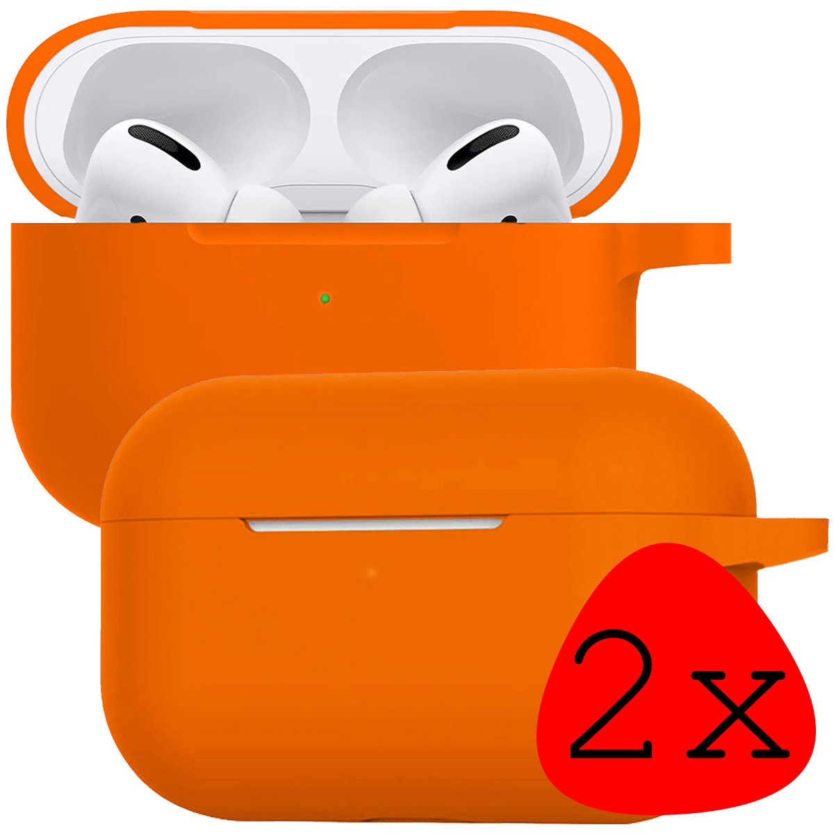 BASEY. Case Geschikt voor Airpods Pro Hoesje Siliconen Hoes Cover - Hoes Geschikt voor Apple Airpods Pro Case Siliconen - Oranje - 2 Stuks