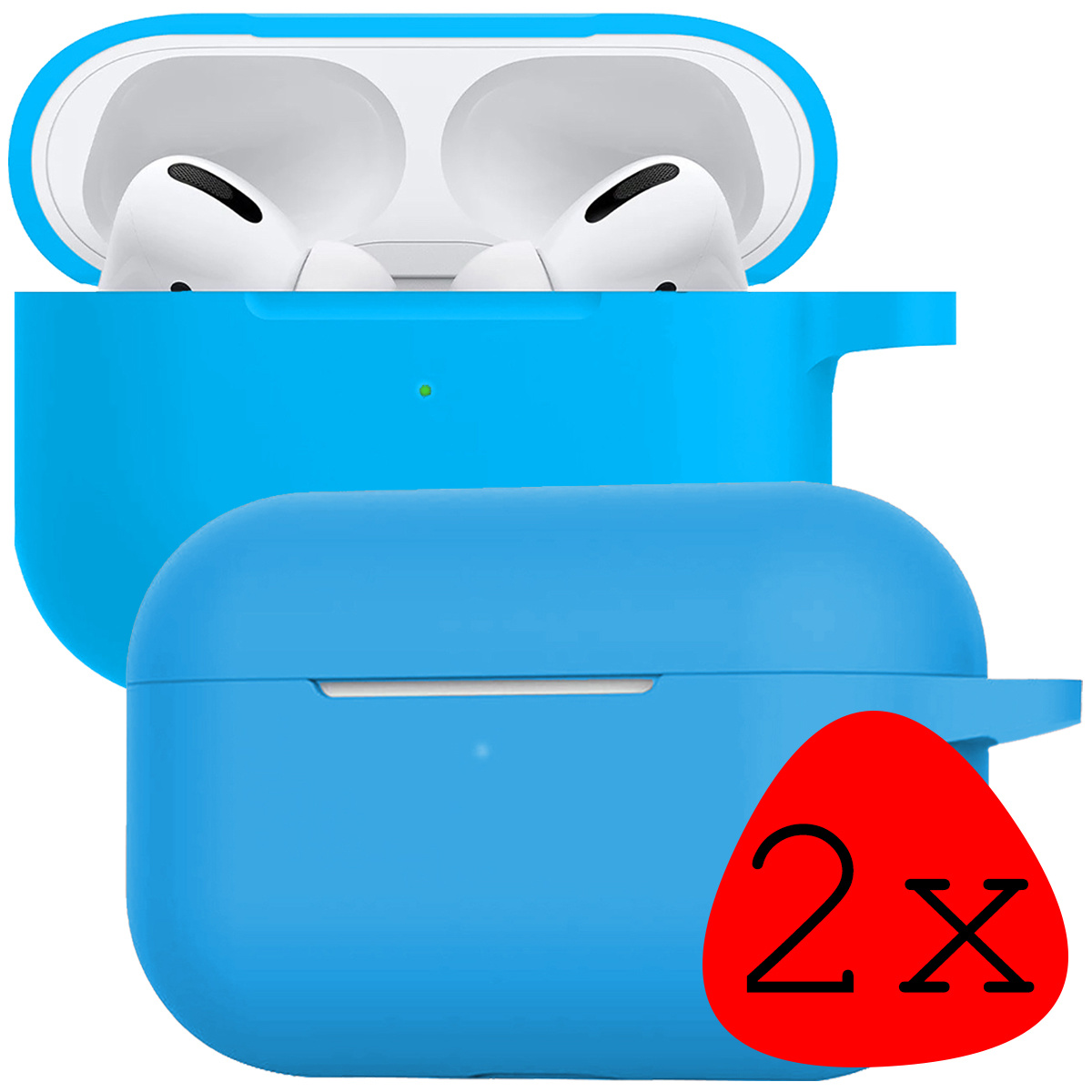 BASEY. Case Geschikt voor Airpods Pro Hoesje Siliconen Hoes Cover - Hoes Geschikt voor Apple Airpods Pro Case Siliconen - Lichtblauw - 2 Stuks