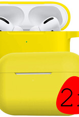 BASEY. Case Geschikt voor Airpods Pro Hoesje Siliconen Hoes Cover - Hoes Geschikt voor Apple Airpods Pro Case Siliconen - Geel - 2 Stuks