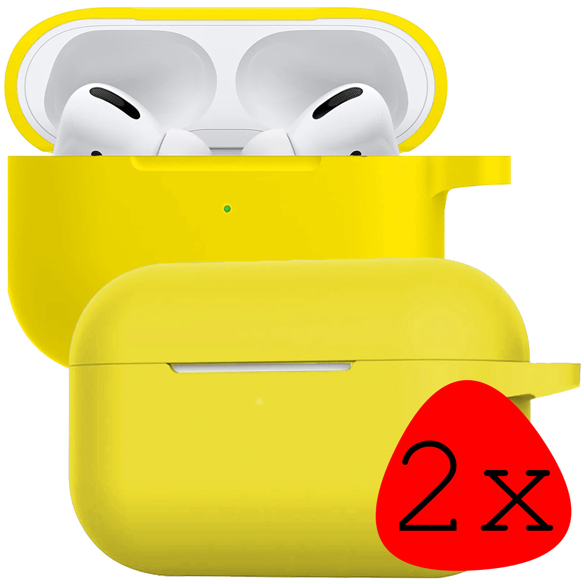 BASEY. Case Geschikt voor Airpods Pro Hoesje Siliconen Hoes Cover - Hoes Geschikt voor Apple Airpods Pro Case Siliconen - Geel - 2 Stuks