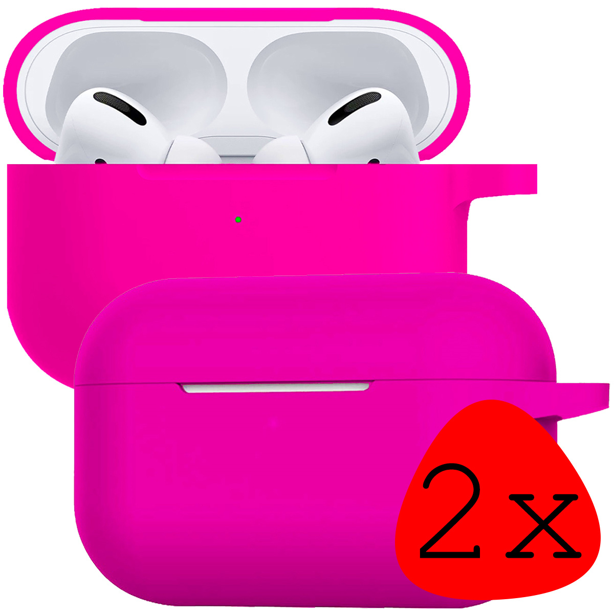 BASEY. Case Geschikt voor Airpods Pro Hoesje Siliconen Hoes Cover - Hoes Geschikt voor Apple Airpods Pro Case Siliconen - Donkerroze - 2 Stuks
