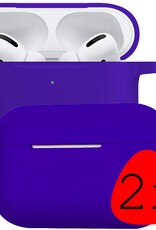 BASEY. Case Geschikt voor Airpods Pro Hoesje Siliconen Hoes Cover - Hoes Geschikt voor Apple Airpods Pro Case Siliconen - Donkerblauw - 2 Stuks
