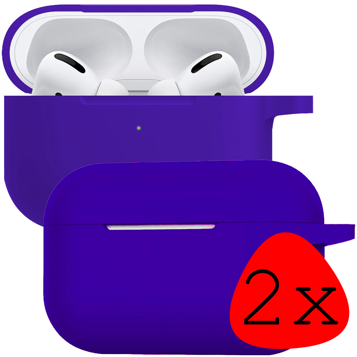 BASEY. Case Geschikt voor Airpods Pro Hoesje Siliconen Hoes Cover - Hoes Geschikt voor Apple Airpods Pro Case Siliconen - Donkerblauw - 2 Stuks