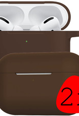 BASEY. Case Geschikt voor Airpods Pro Hoesje Siliconen Hoes Cover - Hoes Geschikt voor Apple Airpods Pro Case Siliconen - Bruin - 2 Stuks