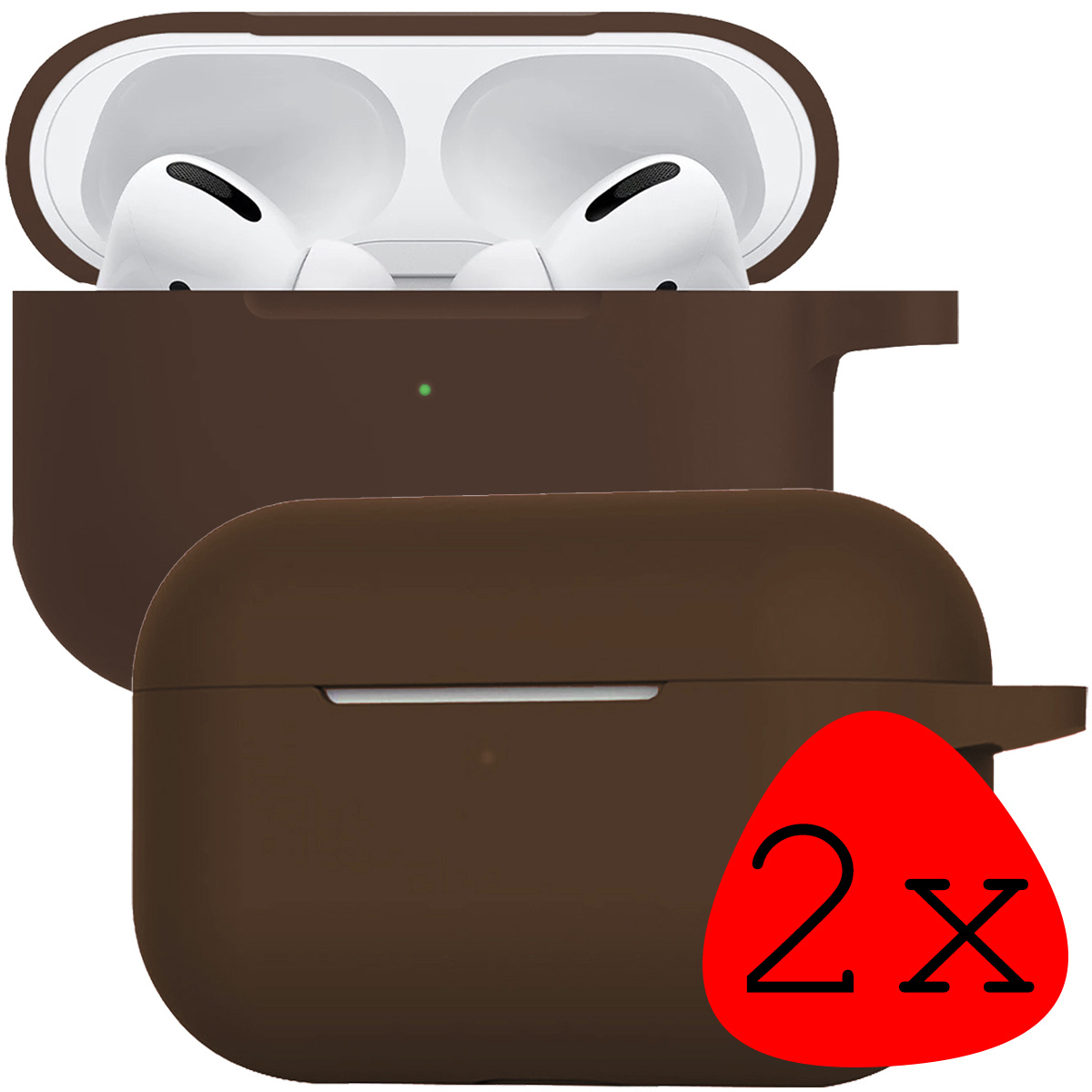 BASEY. Case Geschikt voor Airpods Pro Hoesje Siliconen Hoes Cover - Hoes Geschikt voor Apple Airpods Pro Case Siliconen - Bruin - 2 Stuks