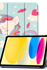 BASEY. Hoesje Geschikt voor iPad 2022 Hoes Case Tablet Hoesje Tri-fold - Hoes Geschikt voor iPad 10 Hoesje Hard Cover Bookcase Hoes - Eenhoorn