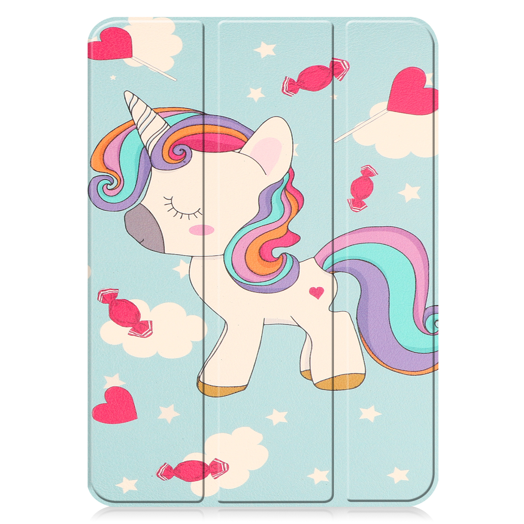 BASEY. Hoesje Geschikt voor iPad 2022 Hoes Case Tablet Hoesje Tri-fold - Hoes Geschikt voor iPad 10 Hoesje Hard Cover Bookcase Hoes - Eenhoorn