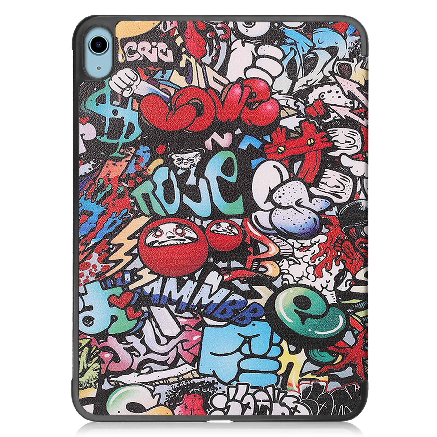 BASEY. Hoesje Geschikt voor iPad 2022 Hoes Case Tablet Hoesje Tri-fold - Hoes Geschikt voor iPad 10 Hoesje Hard Cover Bookcase Hoes - Graffity