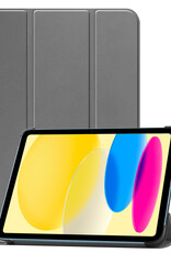 BASEY. Hoesje Geschikt voor iPad 2022 Hoes Case Tablet Hoesje Tri-fold - Hoes Geschikt voor iPad 10 Hoesje Hard Cover Bookcase Hoes - Grijs
