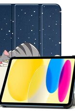 BASEY. Hoesje Geschikt voor iPad 2022 Hoes Case Tablet Hoesje Tri-fold - Hoes Geschikt voor iPad 10 Hoesje Hard Cover Bookcase Hoes - Kat