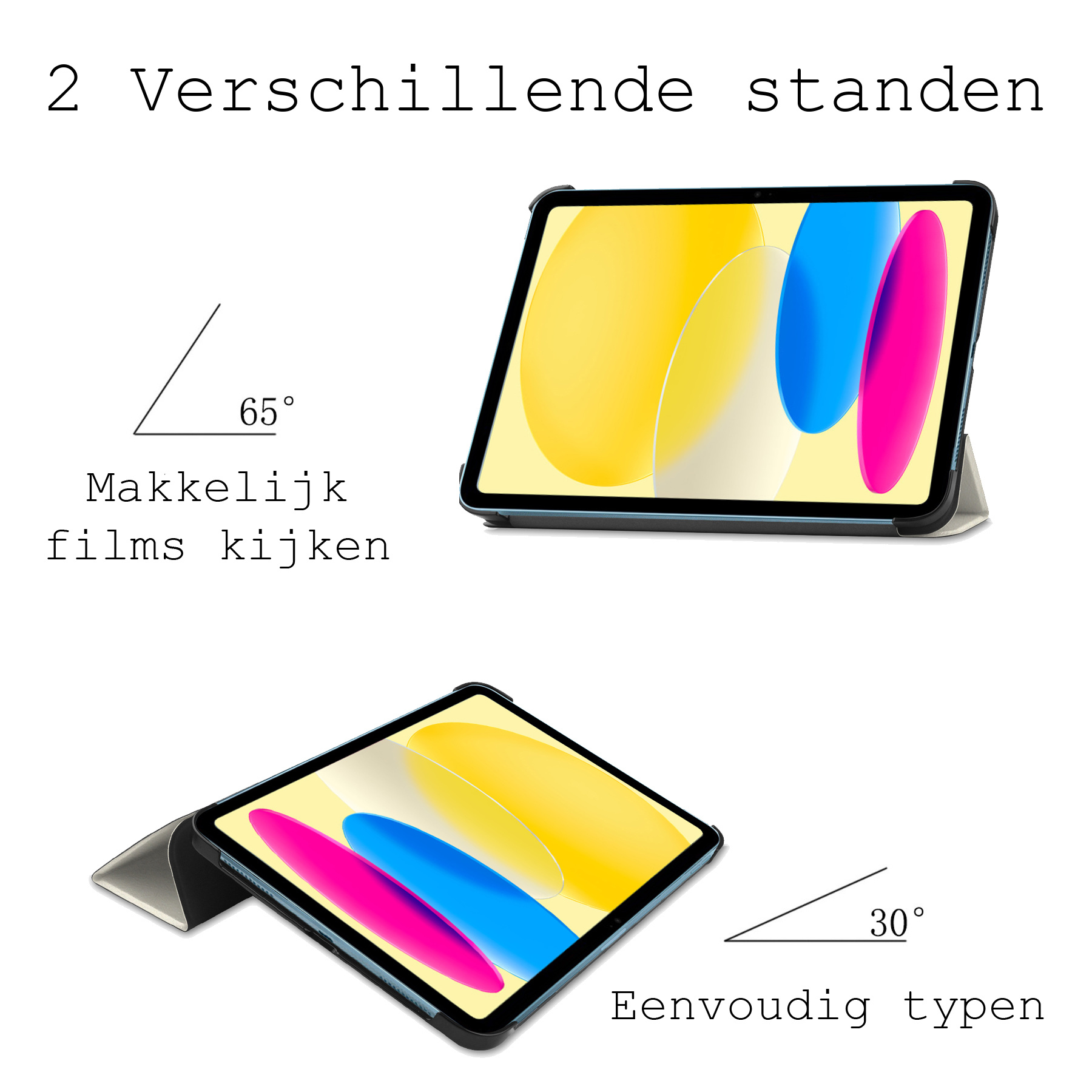 BASEY. Hoesje Geschikt voor iPad 2022 Hoes Case Tablet Hoesje Tri-fold - Hoes Geschikt voor iPad 10 Hoesje Hard Cover Bookcase Hoes - Kat