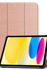 BASEY. Hoesje Geschikt voor iPad 2022 Hoes Case Tablet Hoesje Tri-fold - Hoes Geschikt voor iPad 10 Hoesje Hard Cover Bookcase Hoes - Rosé goud