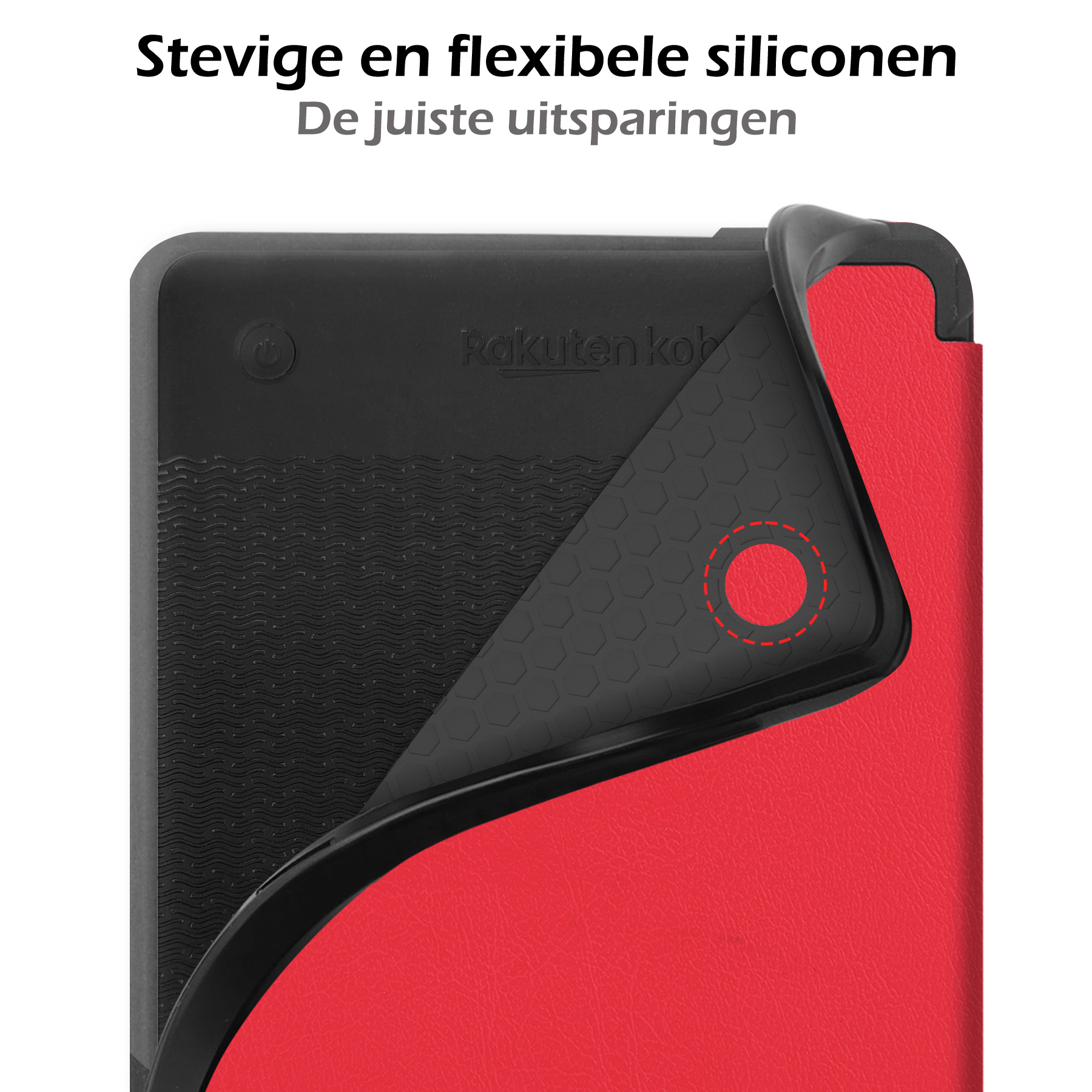 Nomfy Hoesje Geschikt voor Kobo Clara 2E Hoes Book Case - Hoes Geschikt voor Kobo Clara 2E Hoesje Book Cover - Rood