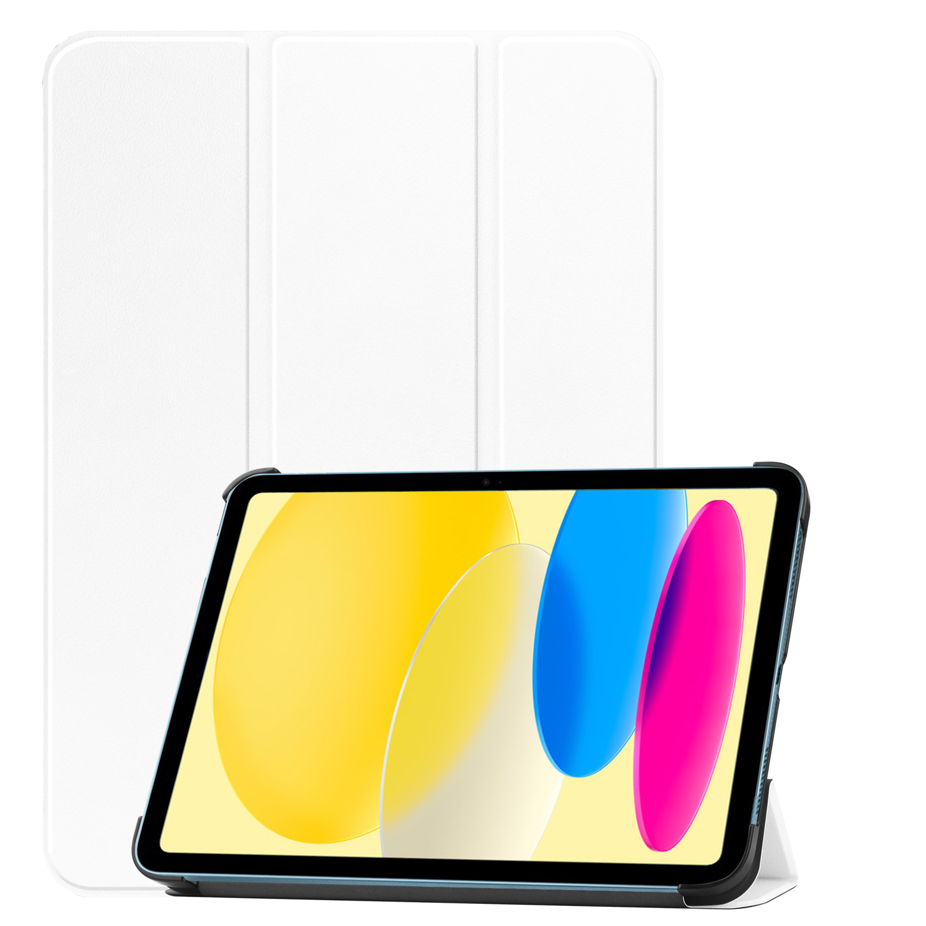 BASEY. Hoesje Geschikt voor iPad 2022 Hoes Case Tablet Hoesje Tri-fold - Hoes Geschikt voor iPad 10 Hoesje Hard Cover Bookcase Hoes - Wit