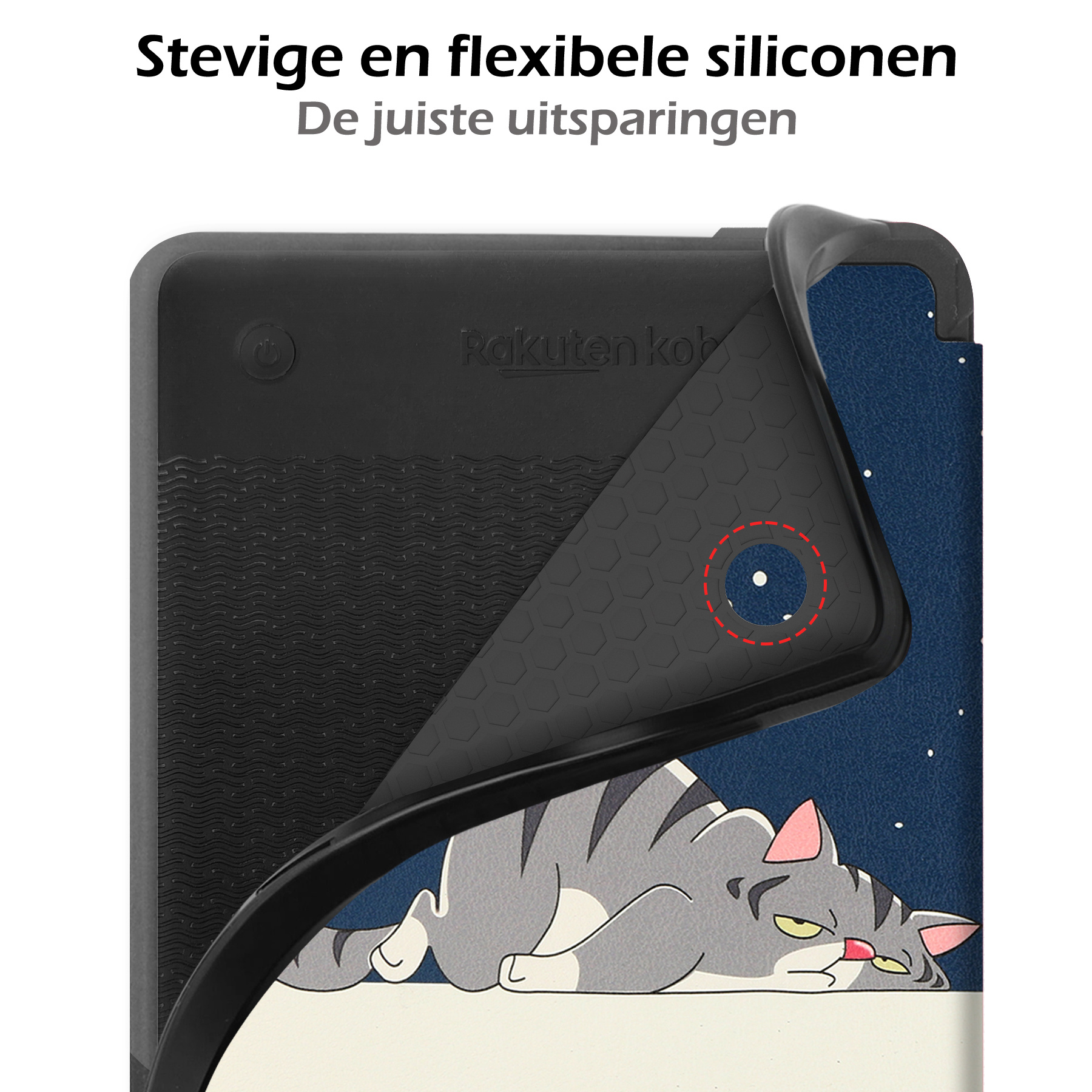 Nomfy Hoesje Geschikt voor Kobo Clara 2E Hoes Book Case - Hoes Geschikt voor Kobo Clara 2E Hoesje Book Cover - Kat