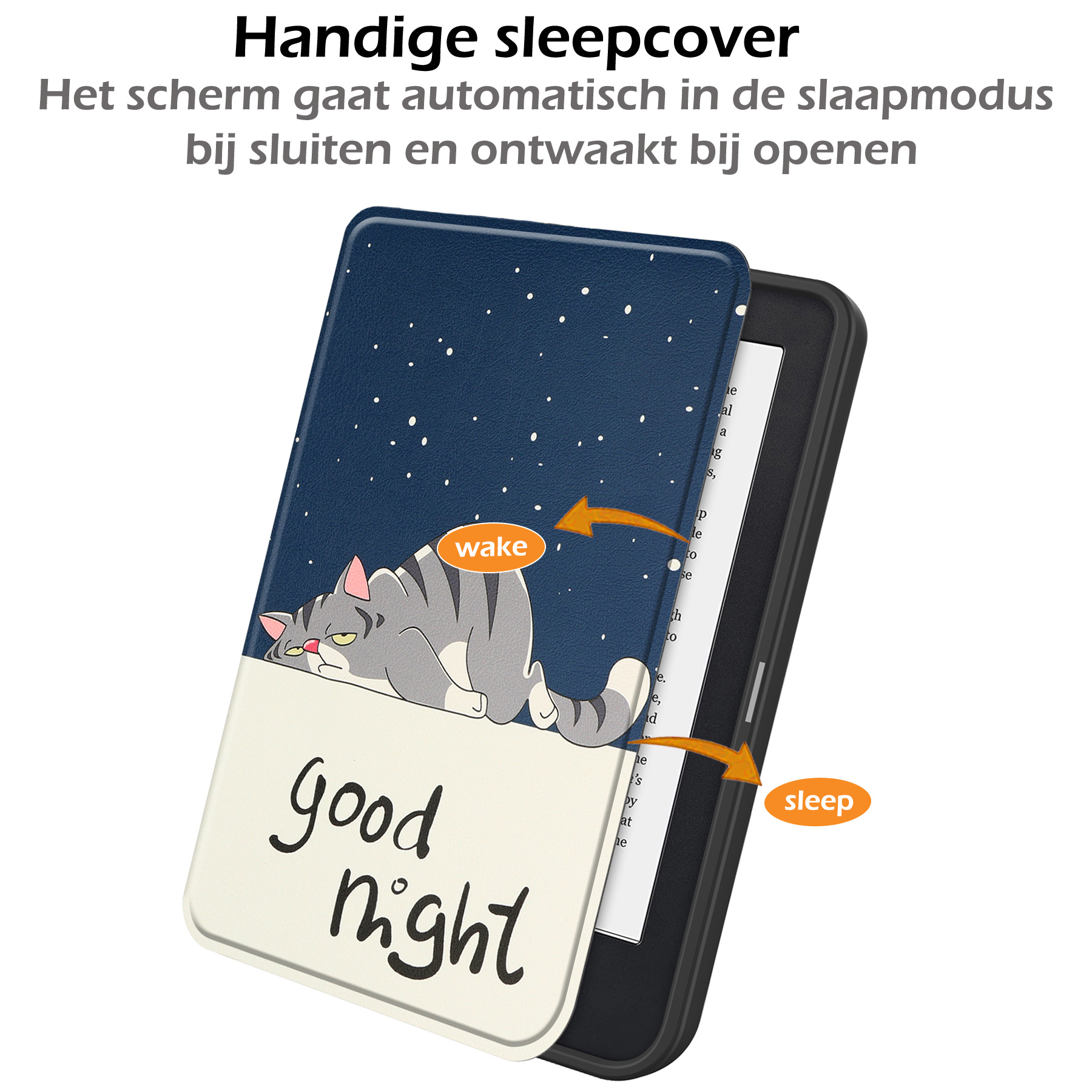 Nomfy Hoesje Geschikt voor Kobo Clara 2E Hoes Book Case - Hoes Geschikt voor Kobo Clara 2E Hoesje Book Cover - Kat