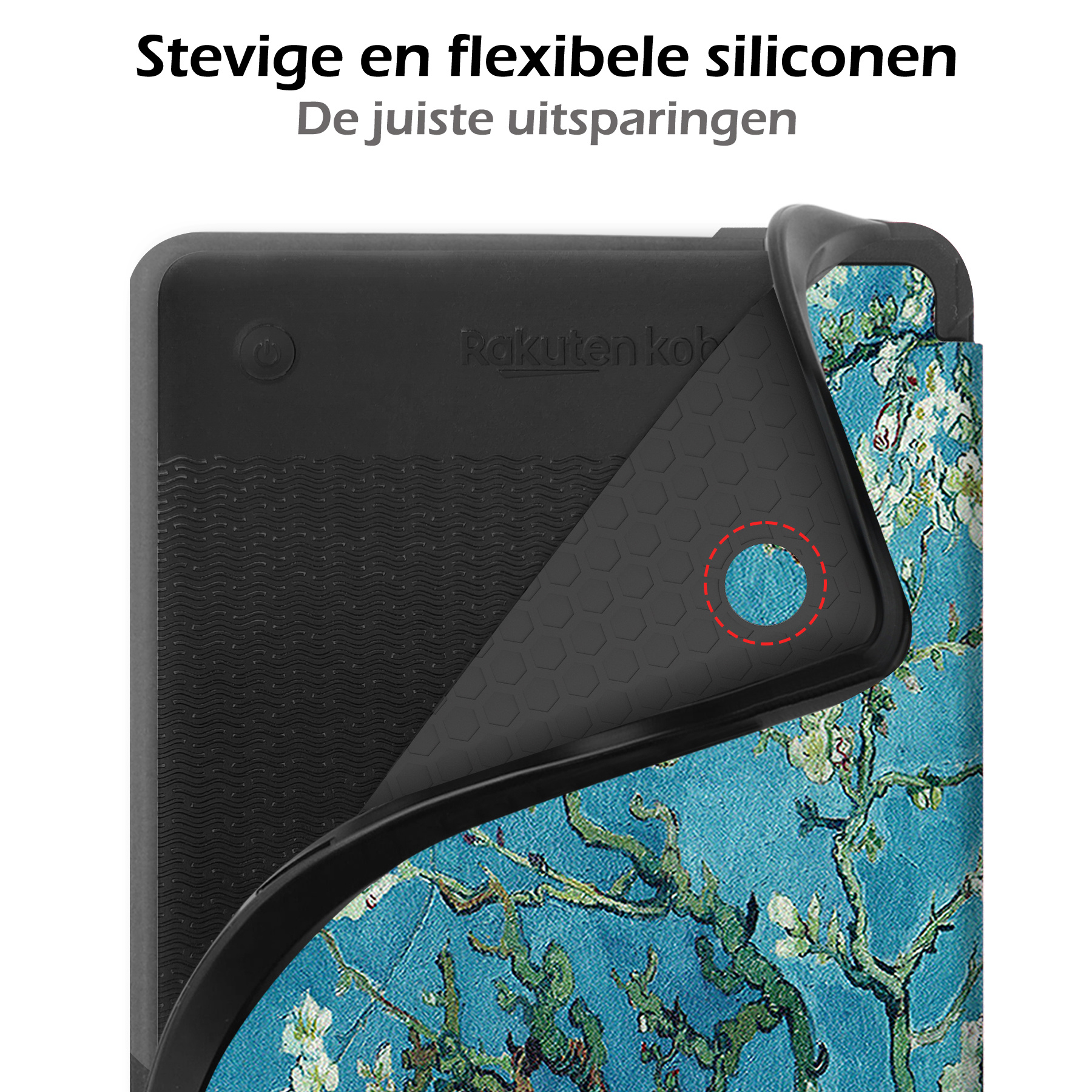 Nomfy Hoesje Geschikt voor Kobo Clara 2E Hoes Book Case - Hoes Geschikt voor Kobo Clara 2E Hoesje Book Cover - Bloesem