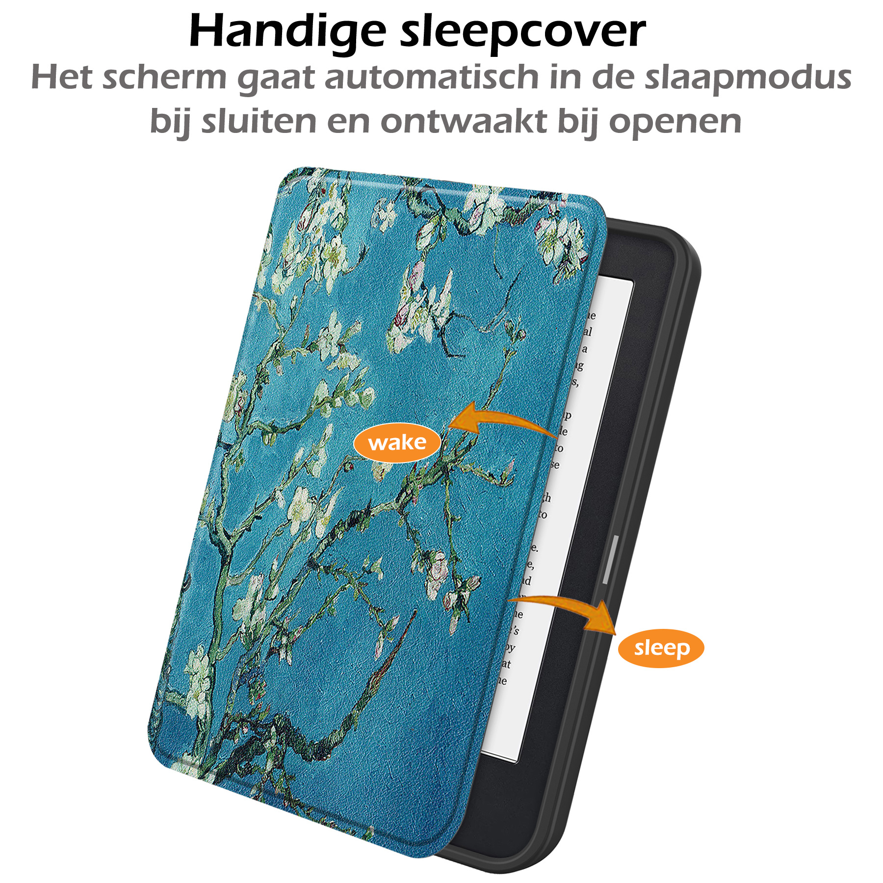 Nomfy Hoesje Geschikt voor Kobo Clara 2E Hoes Book Case - Hoes Geschikt voor Kobo Clara 2E Hoesje Book Cover - Bloesem