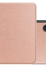 NoXx Hoes Geschikt voor Kobo Clara 2E Hoesje Bookcase Cover Book Case Hoes Sleepcover - Rosé Goud