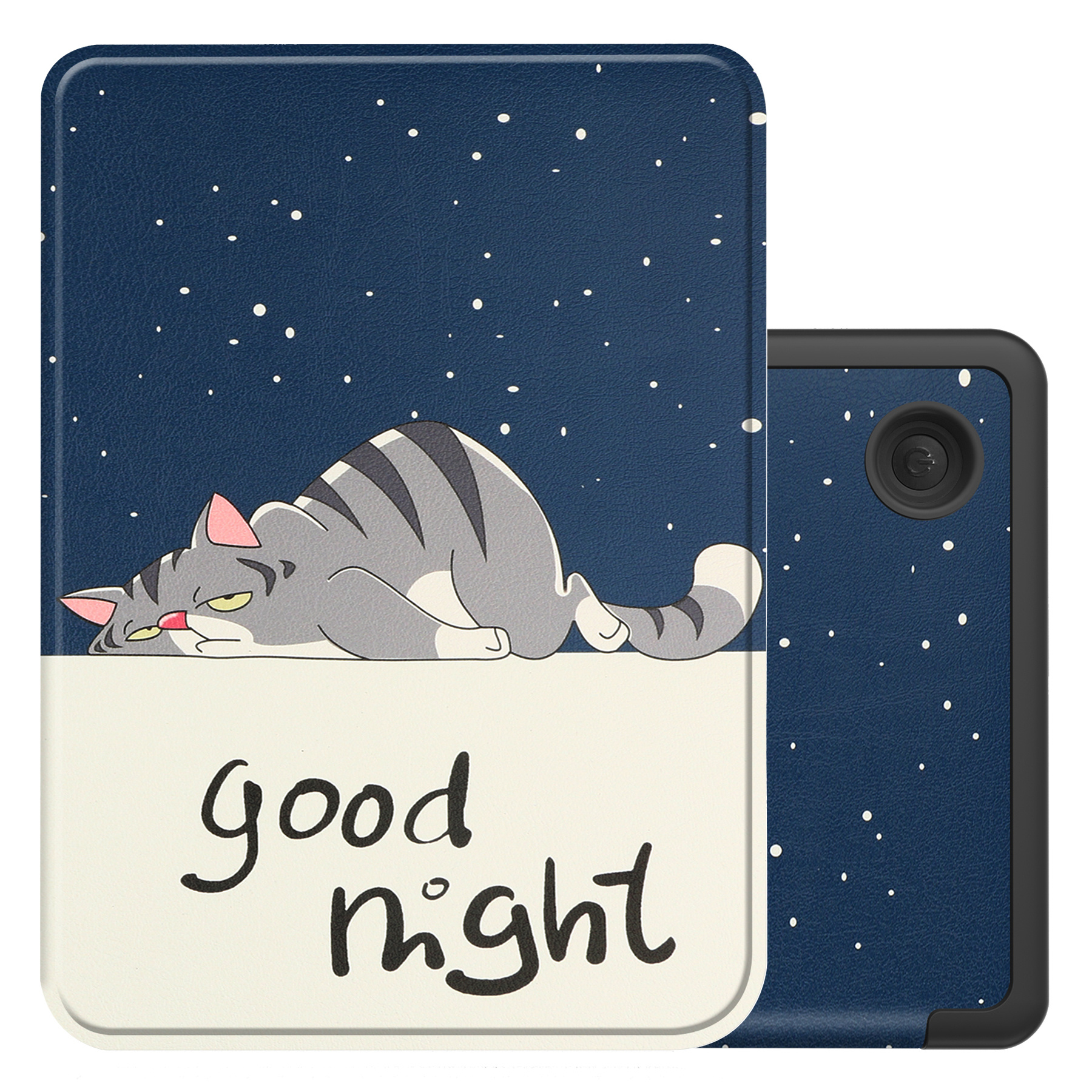 NoXx Hoes Geschikt voor Kobo Clara 2E Hoesje Bookcase Cover Book Case Hoes Sleepcover - Kat