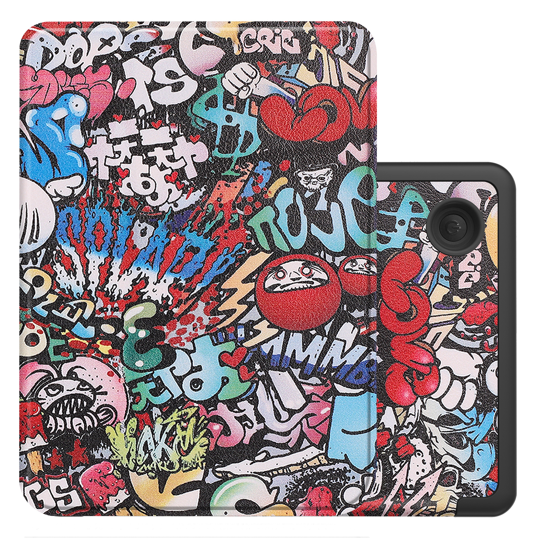NoXx Hoes Geschikt voor Kobo Clara 2E Hoesje Bookcase Cover Book Case Hoes Sleepcover - Graffity