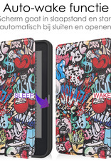 NoXx Hoes Geschikt voor Kobo Clara 2E Hoesje Bookcase Cover Book Case Hoes Sleepcover - Graffity