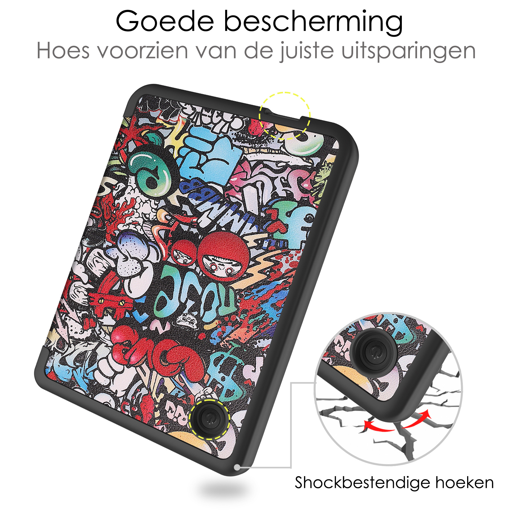 NoXx Hoes Geschikt voor Kobo Clara 2E Hoesje Bookcase Cover Book Case Hoes Sleepcover - Graffity