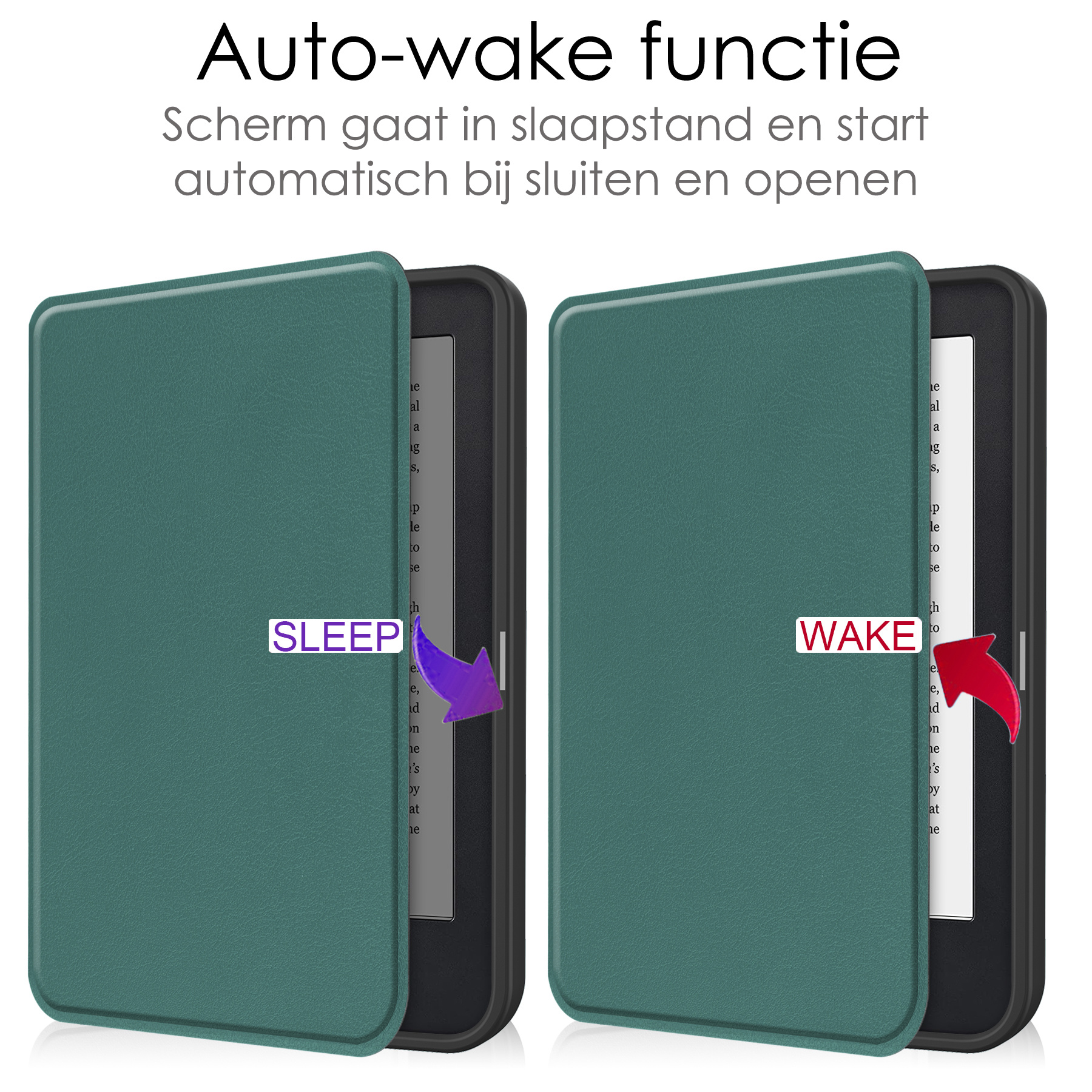 NoXx Hoes Geschikt voor Kobo Clara 2E Hoesje Bookcase Cover Book Case Hoes Sleepcover - Donkergroen