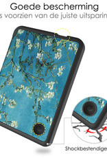 NoXx Hoes Geschikt voor Kobo Clara 2E Hoesje Bookcase Cover Book Case Hoes Sleepcover - Bloesem