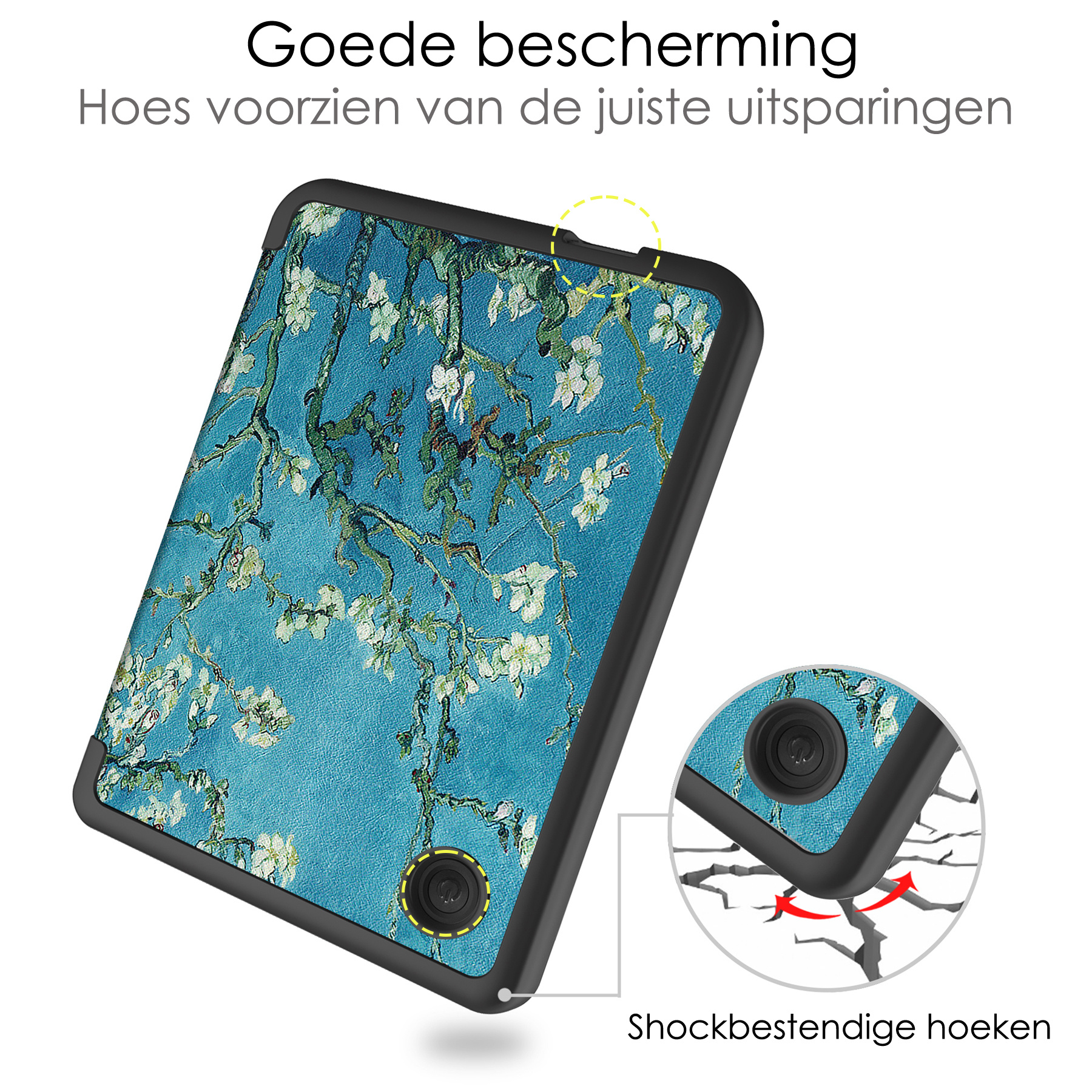 Kobo Clara 2E Hoesje Bookcase Cover Book Case Hoes - Bloesem