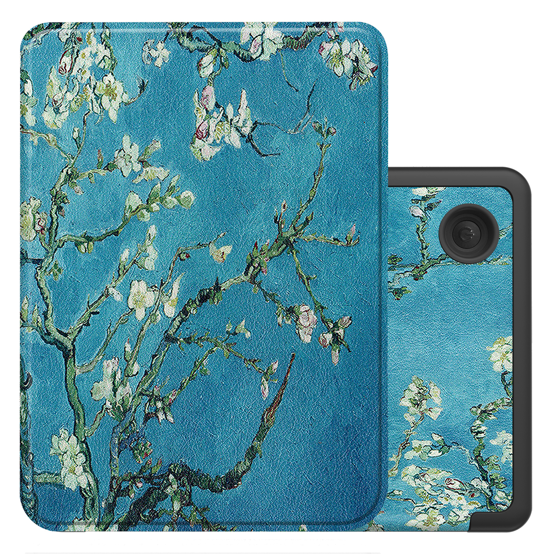 NoXx Hoes Geschikt voor Kobo Clara 2E Hoesje Bookcase Cover Book Case Hoes Sleepcover - Bloesem