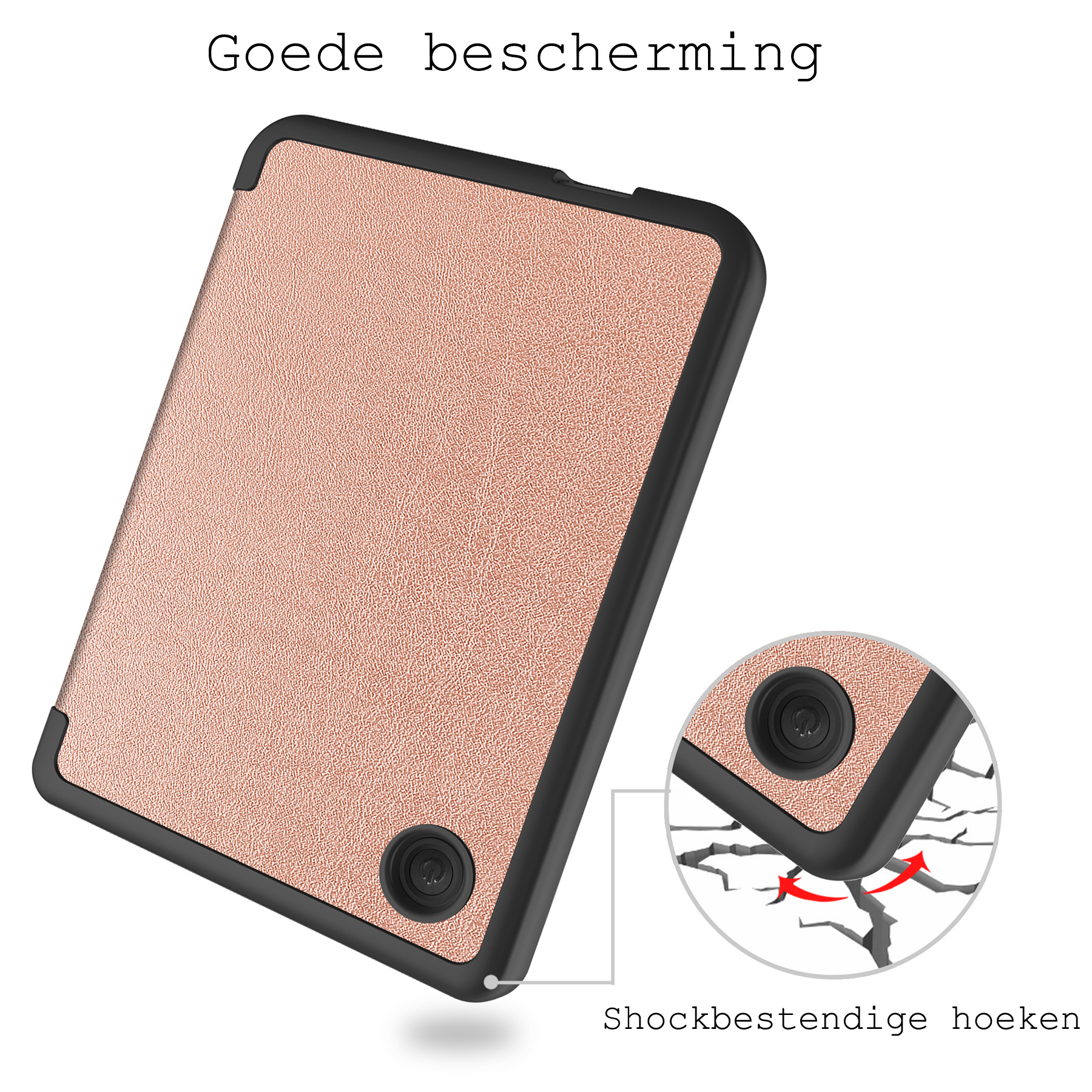 BASEY. Hoes Geschikt voor Kobo Clara 2E Hoesje Bookcase Cover Hoes - Hoesje Geschikt voor Kobo Clara 2E Hoes Cover Case - Rosé Goud