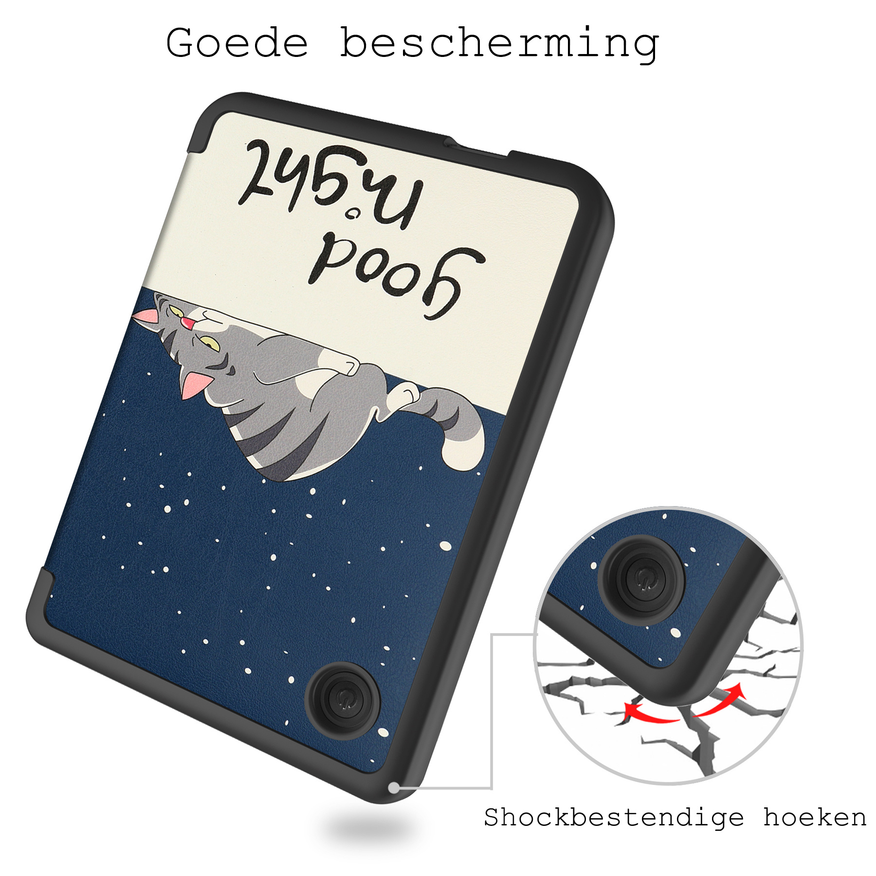 BASEY. Hoes Geschikt voor Kobo Clara 2E Hoesje Bookcase Cover Hoes - Hoesje Geschikt voor Kobo Clara 2E Hoes Cover Case - Kat