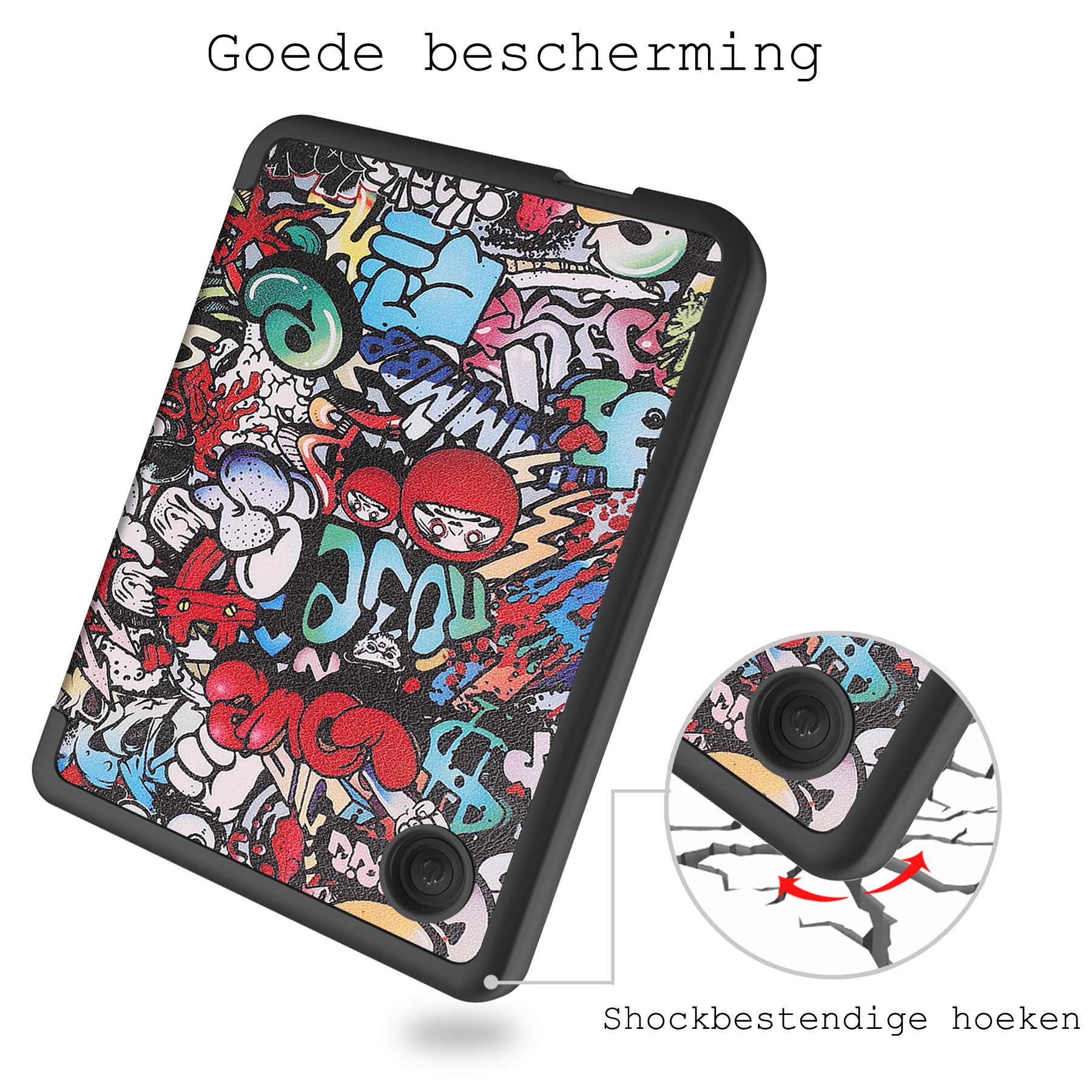 BASEY. Hoes Geschikt voor Kobo Clara 2E Hoesje Bookcase Cover Hoes - Hoesje Geschikt voor Kobo Clara 2E Hoes Cover Case - Graffity