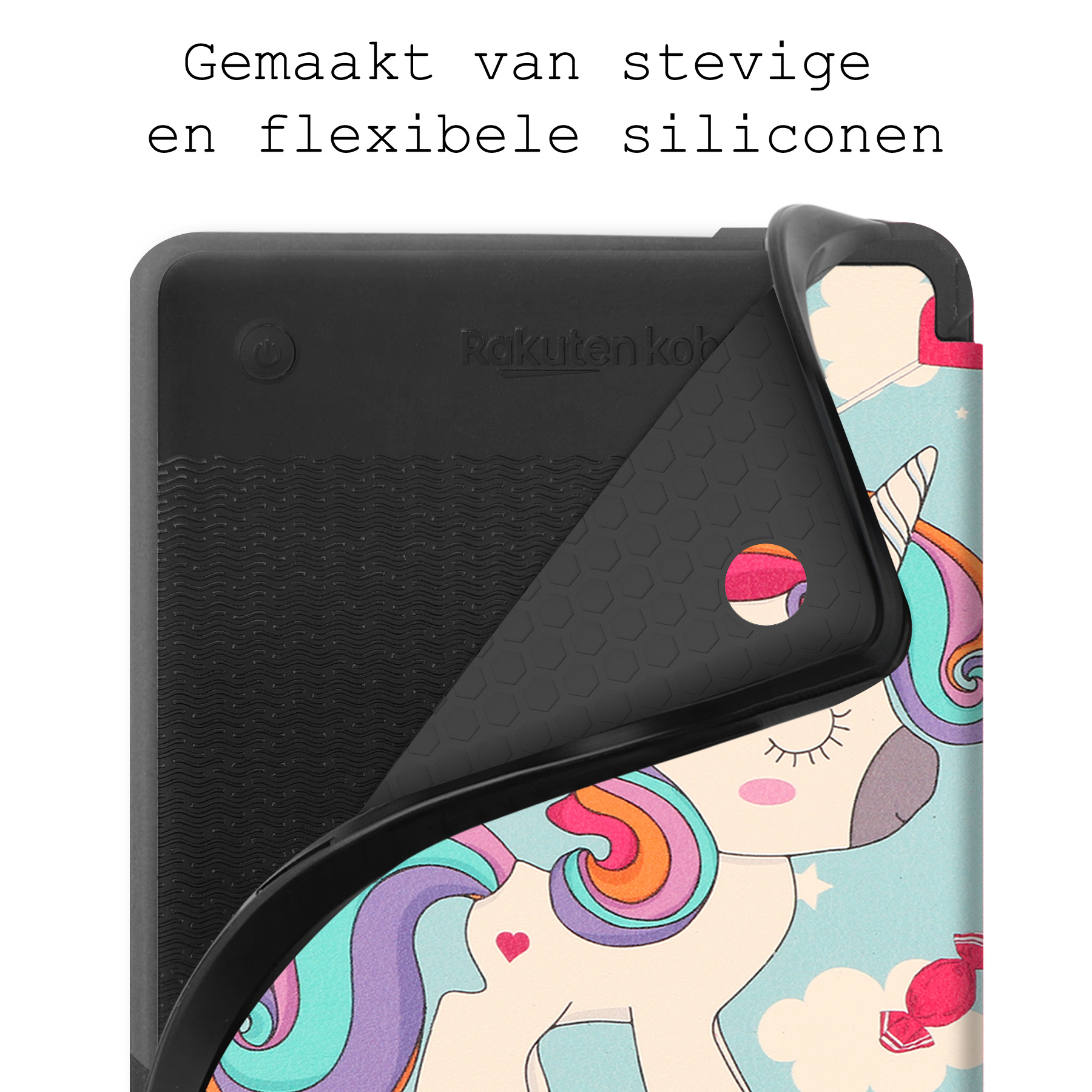 BASEY. Hoes Geschikt voor Kobo Clara 2E Hoesje Bookcase Cover Hoes - Hoesje Geschikt voor Kobo Clara 2E Hoes Cover Case - Eenhoorn